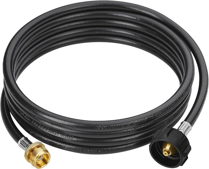 CALPOSE 12 Feet Propane Adapter Hose, 1lb to 20lb Adapter Converts 1lb Appliances to 5-40lb Tanks, Gas Hose for Weber Q, Coleman Grill, Buddy Heaters and More - Image 1